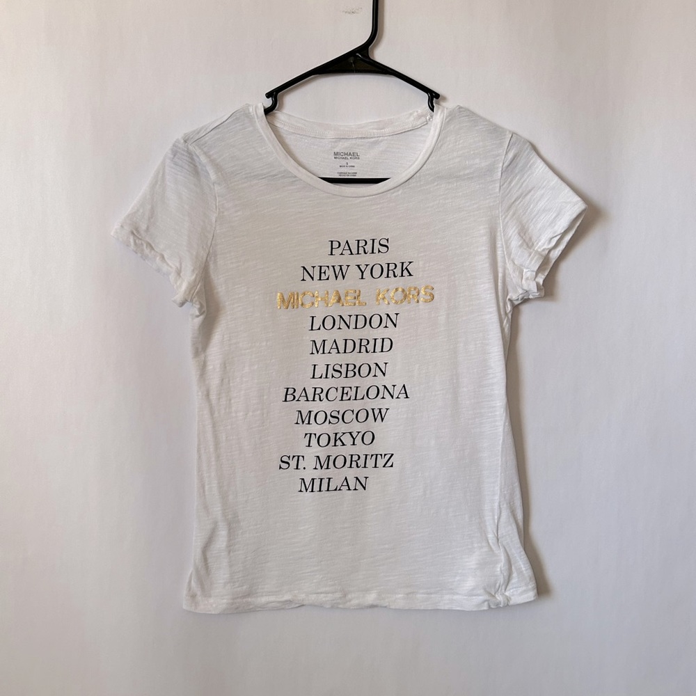 2/$15!!! Women’s Michael Kors Cities Logo Shirt Size S